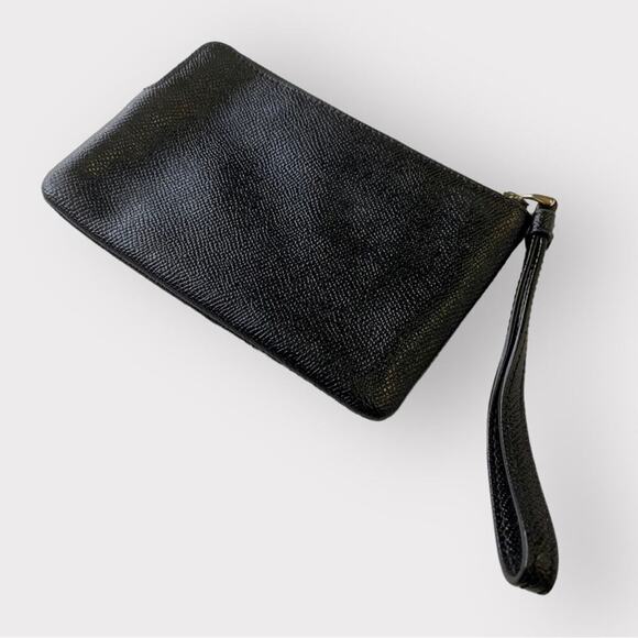 Coach Leather Crossgrain Corner Zip Wristlet Black - Picture 7 of 8